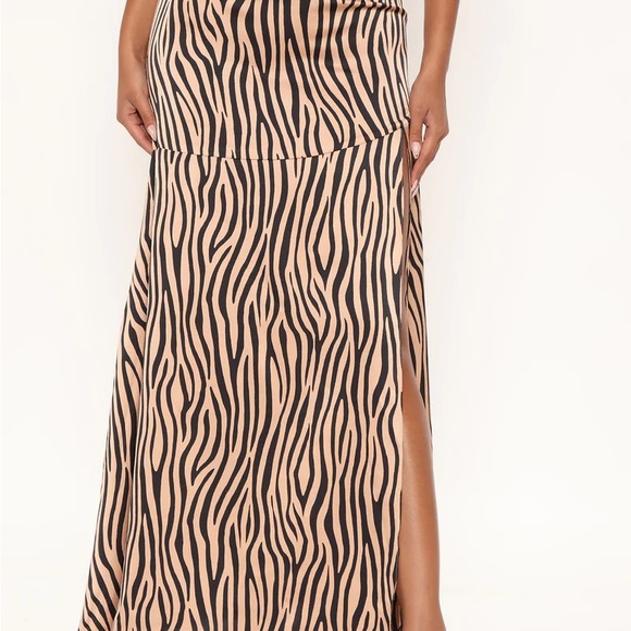Make Me Yours Satin Maxi Skirt Zebra Medium - Picture 2 of 5